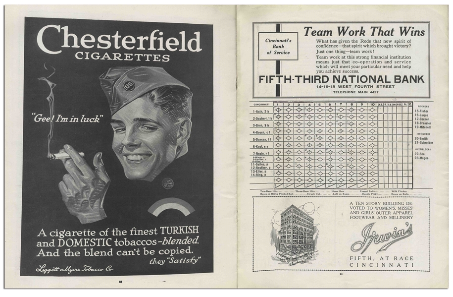 1919 World Series Program for the First Game -- With a Centerfold Photo of the Infamous ''Black Sox'' Team